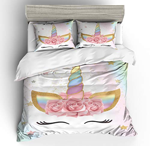 Double Unicorn Duvet Floral Unicorn Design 