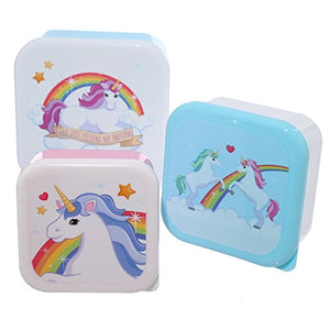 Set Of 3 Lunch Boxes - Unicorn Design