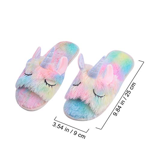 Fluffy Warm Unicorn Slippers Slides Sandals For Women – All - Main Image