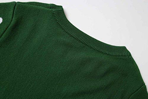 Girls Unicorn Christmas Dress | Knitted Xmas Snowflake Jumper Sweater Dress | Green