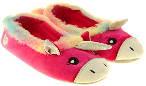 Ladies Pink Unicorn Slippers 