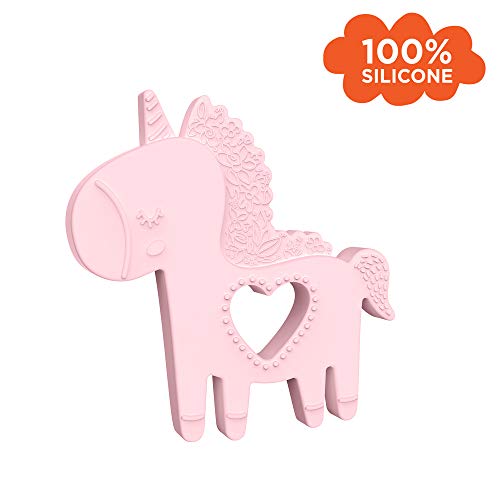 Silicone Pink Unicorn Baby Teether