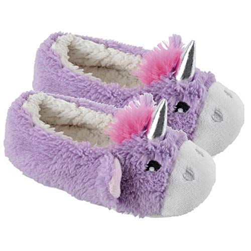 Ladies Unicorn Ballerina Ballet Slip On Slippers | Fleece Lined | Non Slip Sole