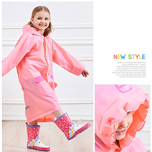 Kids Unicorn Rain Coat Hooded Rainproof Cape Waterproof Jacket - Pink