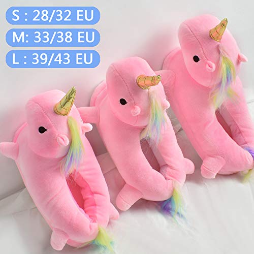 Rainbow Unicorn Slippers Pink 