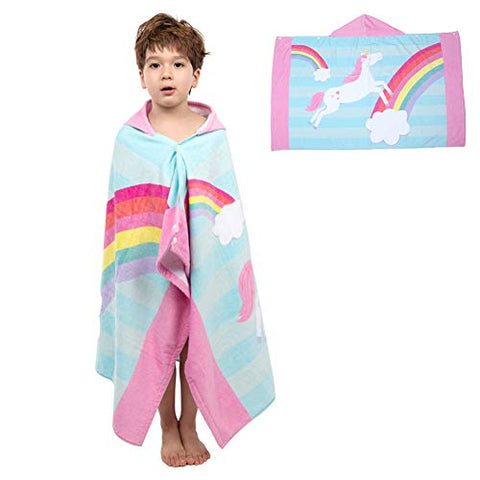 Hooded Poncho Bath Towel | Unicorn Design | Children's | Cotton 