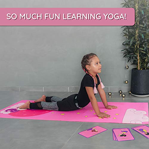 Kids Yoga Mat Set | Unicorn Yoga Mat For Girls | Carrier Bag With Strap | Pink | Ages 4-12