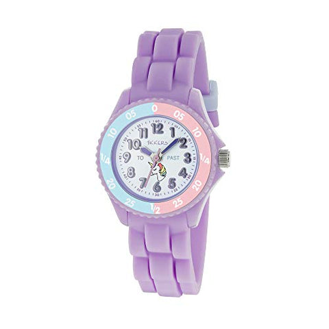 Tikkers Girls Unicorn Style - Analogue Classic Quartz Watch with Silicone Strap - Lilac