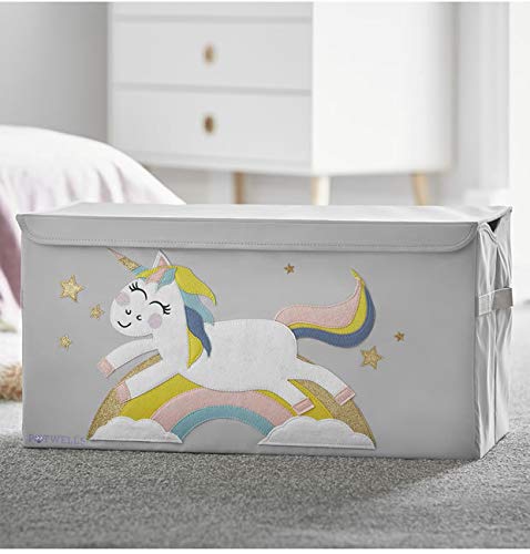 Grey Unicorn Toy Box Storage 