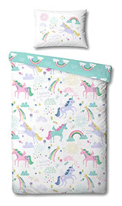 Rainbow Unicorn Duvet Cover & Pillowcase Set (Junior - 120 cm x 150 cm)