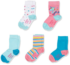5 Pack Of Girls Socks | Unicorn Design | Multicoloured 