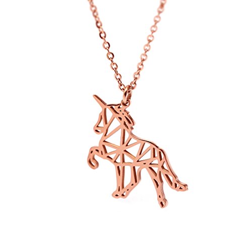 Rose Gold Plated Unicorn Necklace - Womens