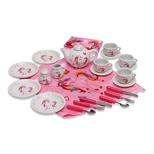 Cute Kids Unicorn China Tea Set Pink
