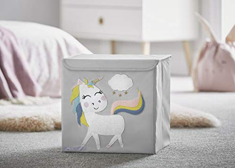 Unicorn Storage Box- Grey For Toys Clothes Baby Bits 