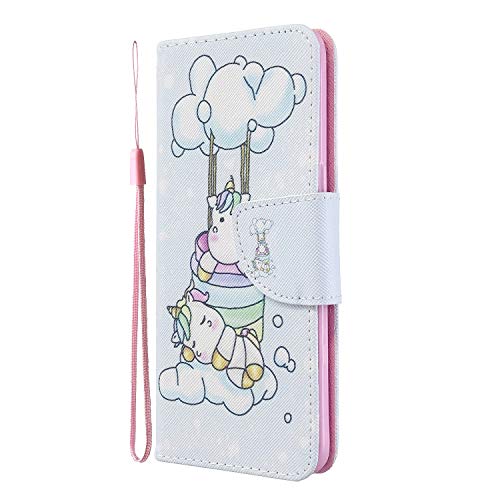Nadoli Colorful Flip Case for iPhone 8 Plus/7 Plus 5.5",Cute Unicorn Painted Pu Leather Bookstyle Magnetic Closure Wrist Strap Wallet Case Cover with Stand Function