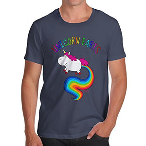 Men's Rainbow Unicorn Farts | 100% Cotton T-Shirt | Navy