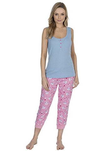 Ladies Pyjama Set | Unicorn Design | Summer PJ's | Blue & Pink