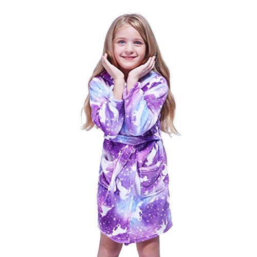 Girls Purple Unicorn Dressing Gown 