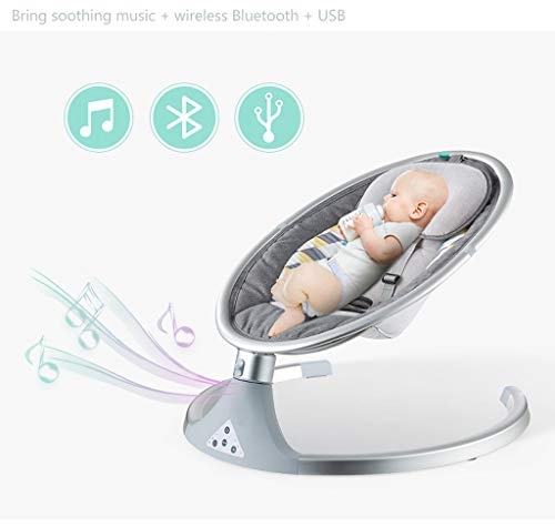 Electric Baby Bouncer | Comfort Swing Chair for Newborn | Unicorn Soft Toy | Grey