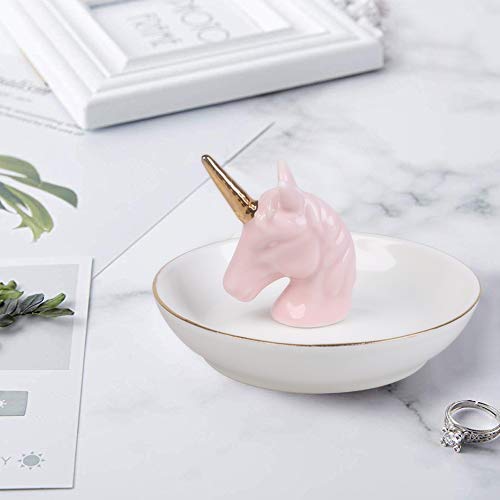 Unicorn Ceramic White & Pink Ring Holder 