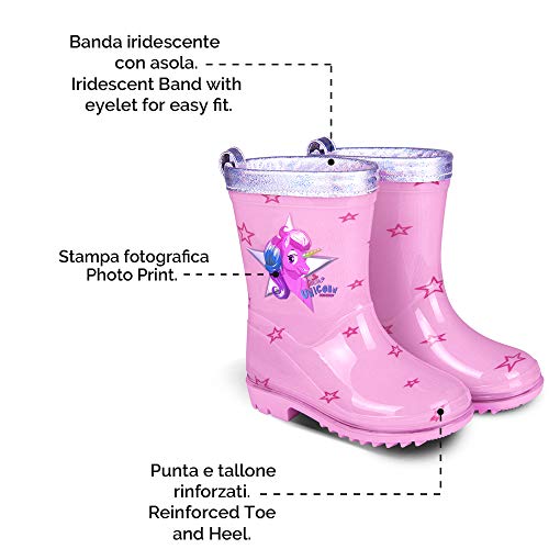 Unicorn Rain Boots for Girls - Waterproof Wellies - Pink