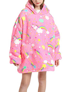 Unicorn Oversized Blanket Hoodie | Sherpa Fleece | Fluffy & Warm Blanket | Kids