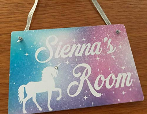Unicorn Plaque Bedroom Door Sign Personalised Name Pretty