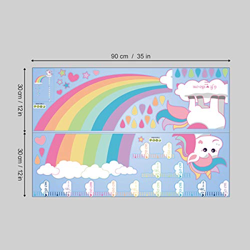 Unicorn Rainbow Height Chart Wall Stickers | Wall Decals for Kids Girls Bedroom Nursery