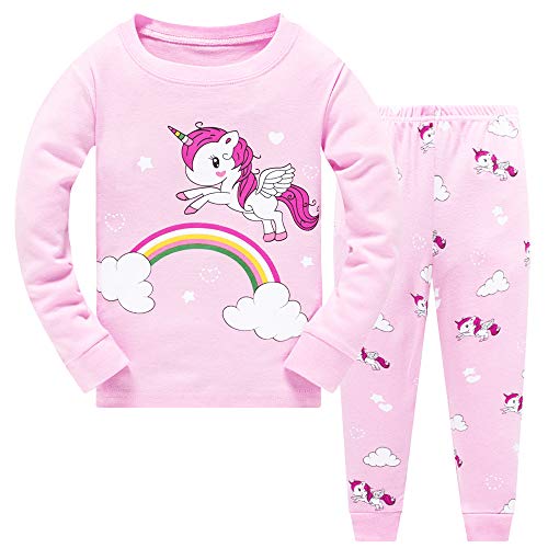 Toddler Girls Pyjamas Set Horse Print Kids Pjs Long Sleeve Cotton Paja ...