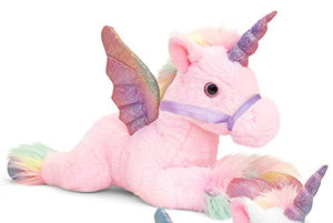 Pink Pegasus Unicorn With Shimmery Rainbow Wings Soft Toy 35cm | Keel Toys 
