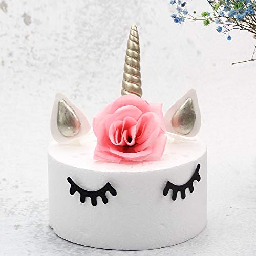 Unicorn Cake Decoration Set with Horn - Silver