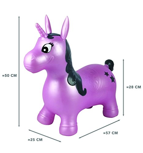 Pearl Lilac Inflatable Jumping Unicorn, Manual pump is included, Kids