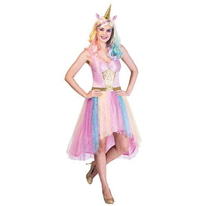 Adults Pretty Unicorn Dress with Unicorn Horn Headband | Various Sizes 