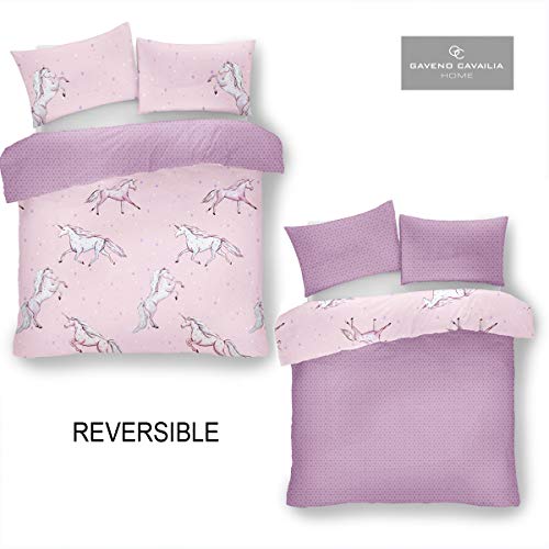 Reversible Unicorn & Stars Duvet Cover Bed Set 