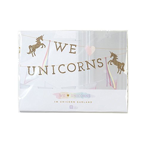 We Heart Unicorns Paper Banner Decoration with Glitter Detail