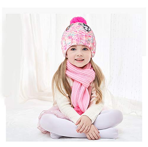 Girls Knitted Unicorn Bobble Hat - Pink