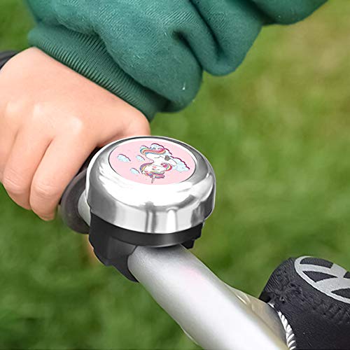 CASEHOME Aluminum Bike Bell, Cute Unicorn and Cloud Loud Crisp Clear Sound Bicycle Bell Adjustable Super Loud Cartoon Cute Bicycle Horn Accessories for Adults Kids (Silver)