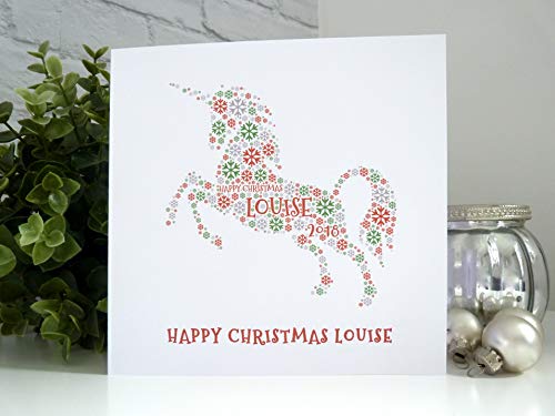 Personalised Unicorn Christmas Card