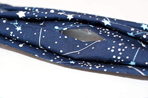 3 Ply (3 Layers) Handmade Cotton Face Mask With Bamboo Filter Pocket - 100% Cotton. Handmade in UK. Reusable. Machine Washable - White Stars (Grey)