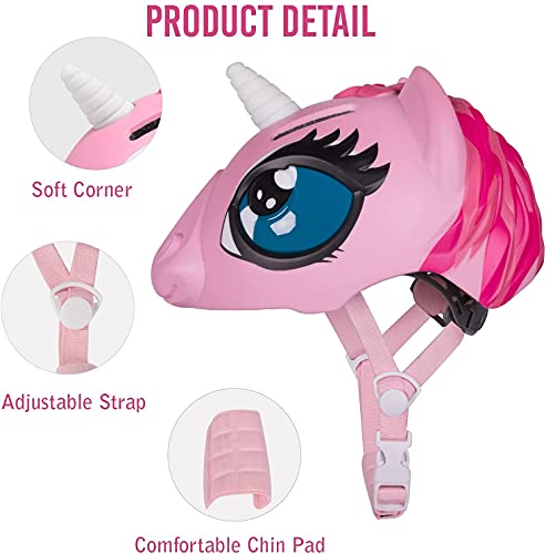 Kids Unicorn Bicycle Helmet For Girl Pink Safety Certified