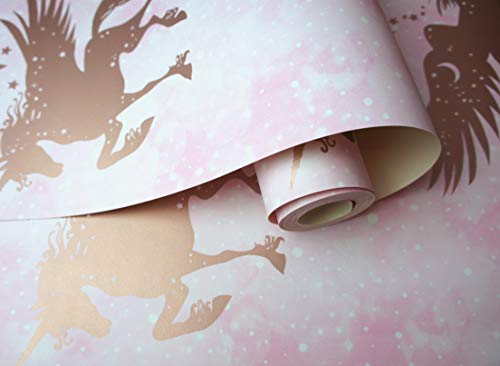 Iridescent Unicorns Pink/Rose Gold 90951 Wallpaper - Holden Decor 