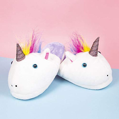 unicorn slippers white and  silver glitteru