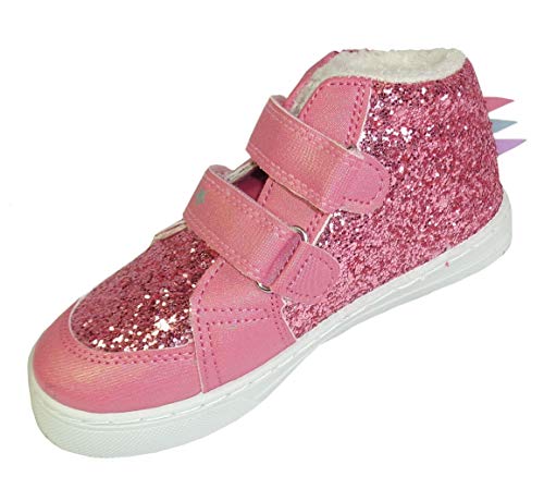 Pink Glittery Unicorn High Top Trainers For Girls 