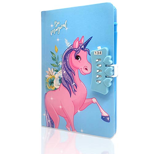 Girls Secret Diary Sequin Unicorn Diary - Blue