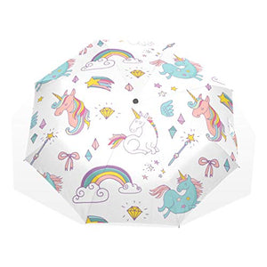 ISAOA Unicorn, Rainbow, Stars Umbrella | UV Protection | Compact 