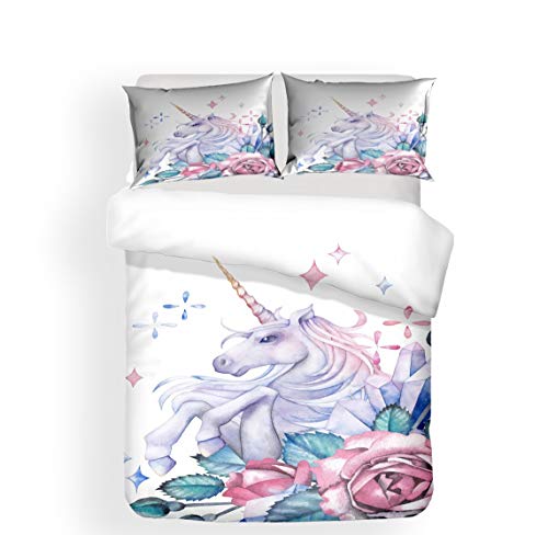 Unicorn Rose Design Duvet Cover Set For Beds - King Size