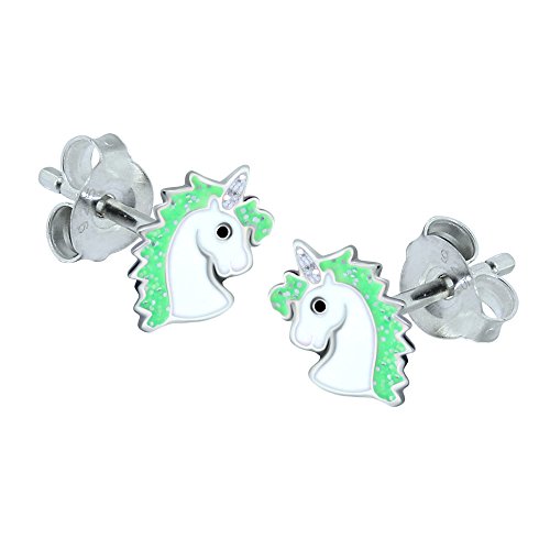 Unicorn Earrings - Silver Green