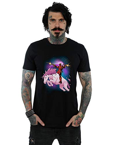 Marvel Men's Deadpool Space Unicorn T-Shirt Black 
