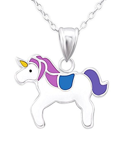 Silver Unicorn Necklace Purple