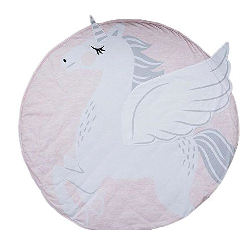 Baby play mat white unicorn subtle pastel shades